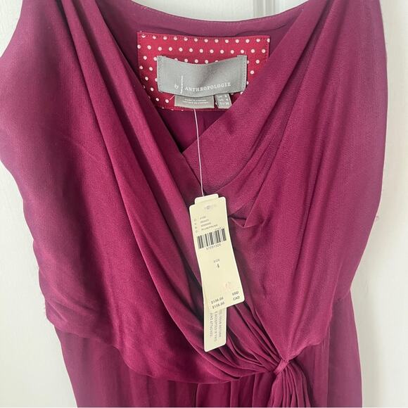 Anthropologie Giverny Midi Dress‎ size 4  purple NEW satin - Picture 10 of 10